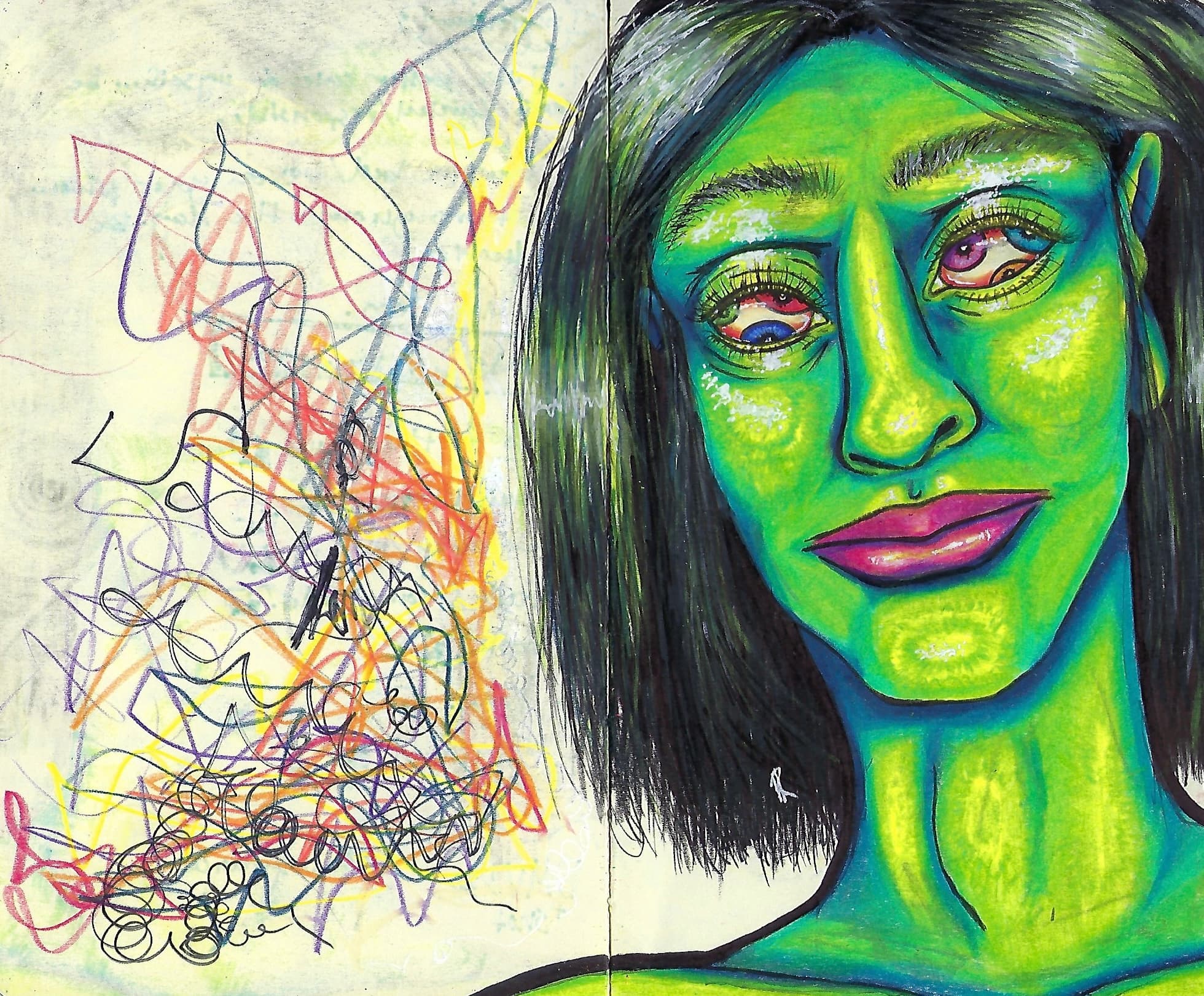 Can't Stop Thinking — Colored Pencil & Markers by Hannah Remboldt